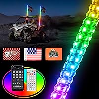 Vista 12 de Ehaho 2 piezas luces de látigo de 1 pie para UTV ATV con base de resorte, luz LED de látigo tres veces más brillante con interruptor basculante y 6