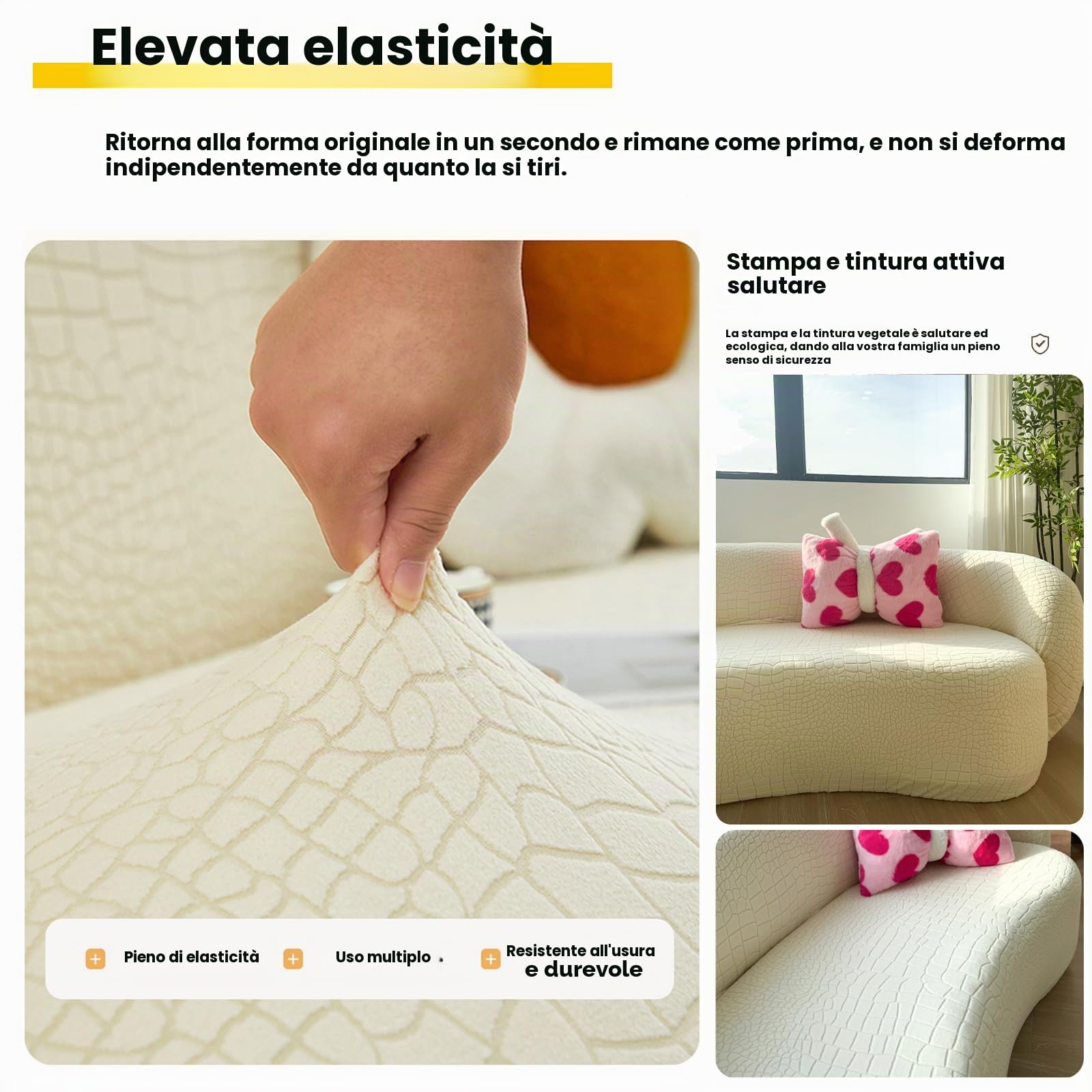Copridivano semicircolare curvo, ad alta elasticità con fondo elastico, antiscivolo moderno nuvola sezionale