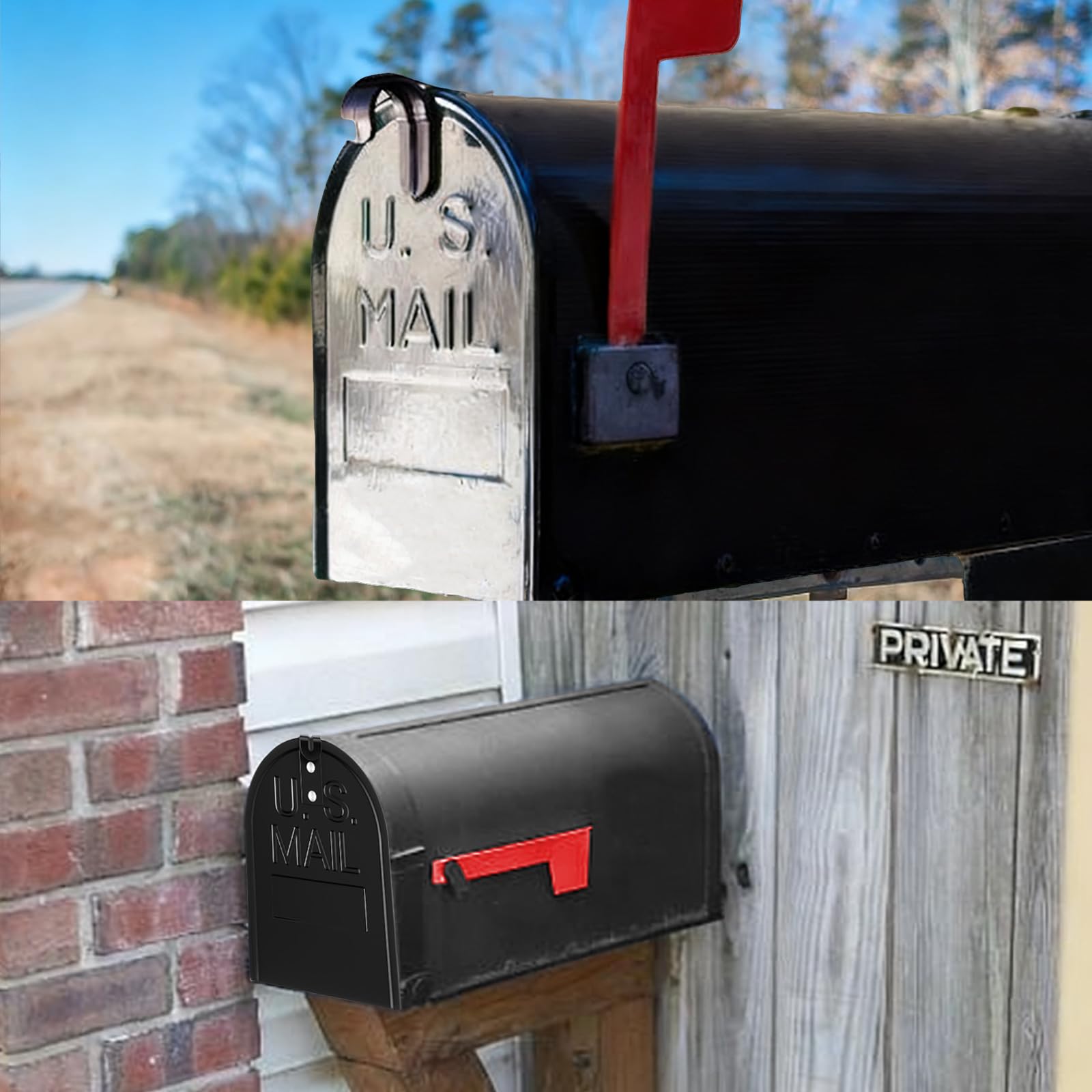 Pannello frontale di ricambio per cassetta postale, 16 cm (larghezza) x 20 cm (altezza), in metallo nero, con kit di installazione facile, si adatta alla maggior parte delle cassette postali