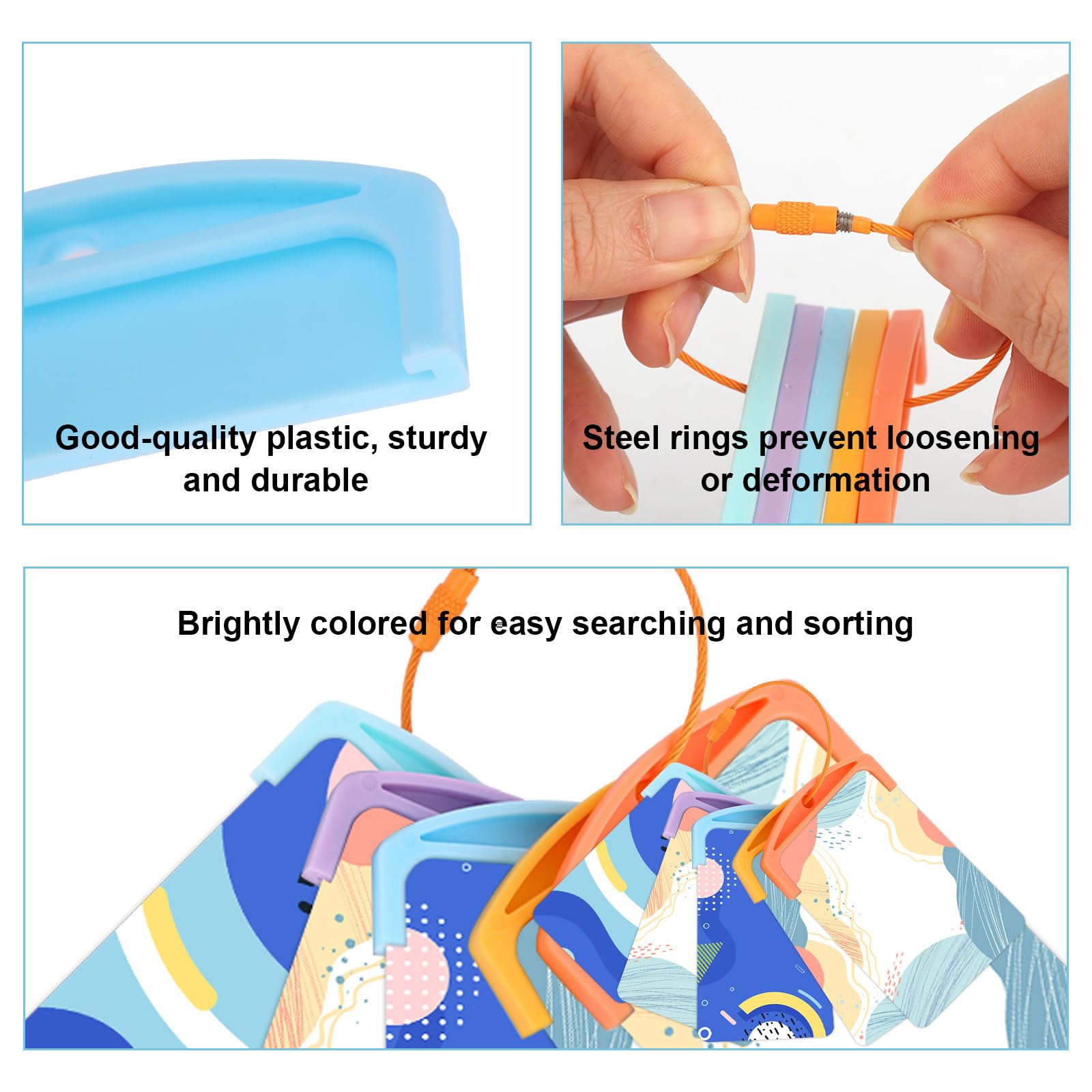 15pcs Card Holder Organizer for Yoto, Reusable Plastic Card Sleeves with 15 Stainless Steel Ring Loops Practical Travel Carrier for Yoto Player Cards Storage Accessories - 5