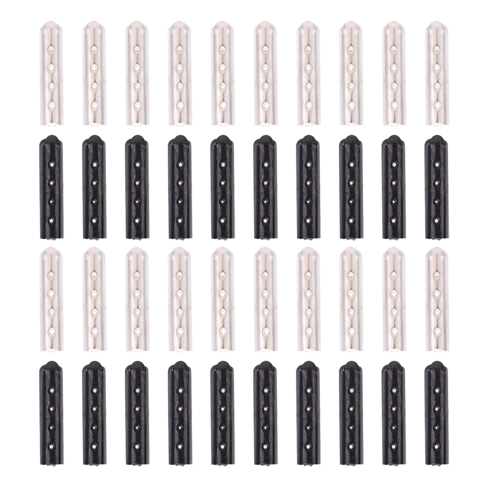 Mikovivi 200pcs Metal Aglets for Shoelace, Stainless Steel Shoe Lace Ends Tips Replacement Head Lace DIY Repair for Hoodies Sneakers Canvas (Gunmetal & Silver)