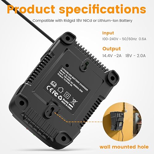 Miniatura 4 de Cargador rápido de batería de litio de 18V R86092 para herramientas RIDGID Batería de 18 V R840083, R840085, R840086, R840087, AC840085, AC840086,