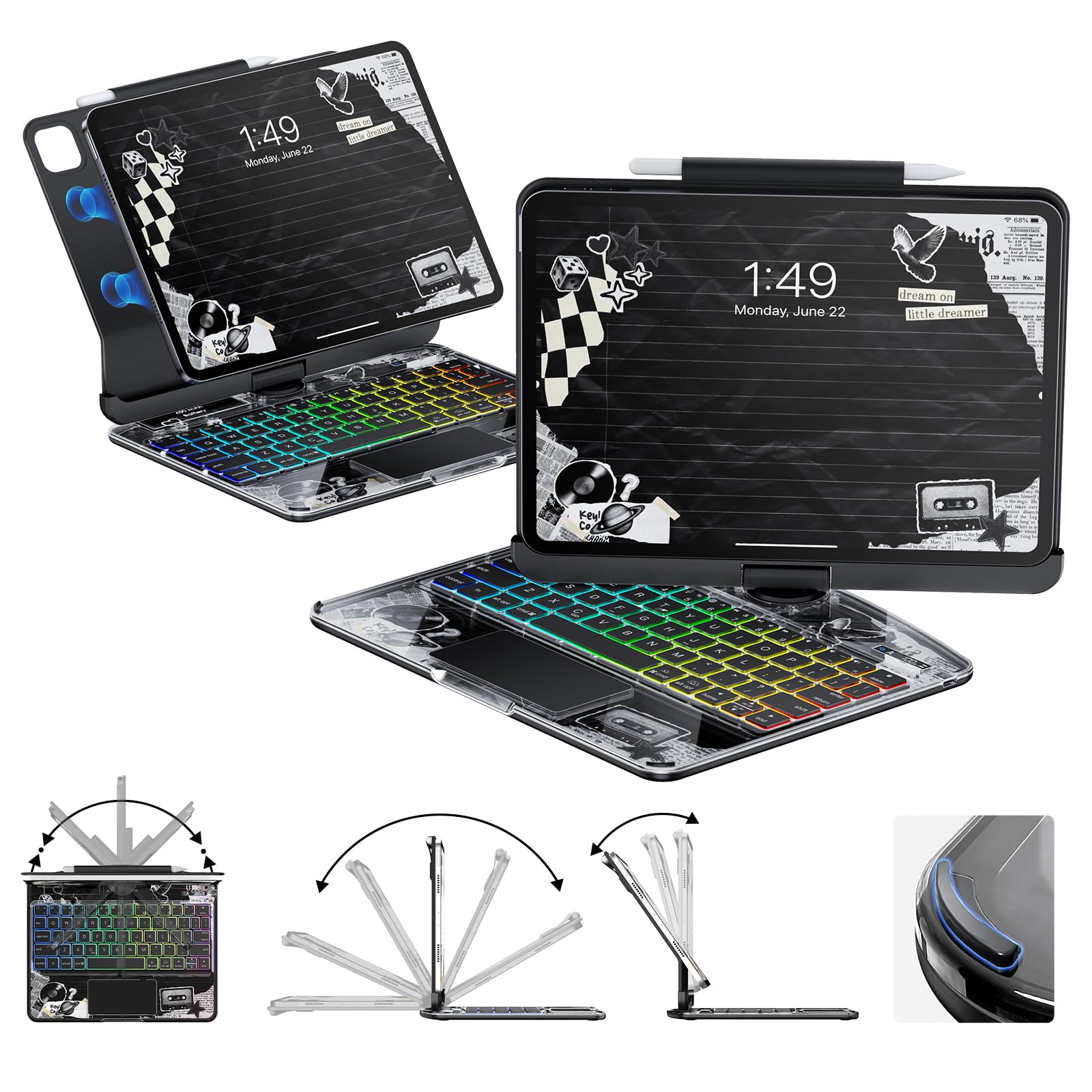 iPad A16 Keyboard Case - 360° Rotation & Magnetic -10 iPad A16 Keyboard Case - 360° Rotation & Magnetic -10