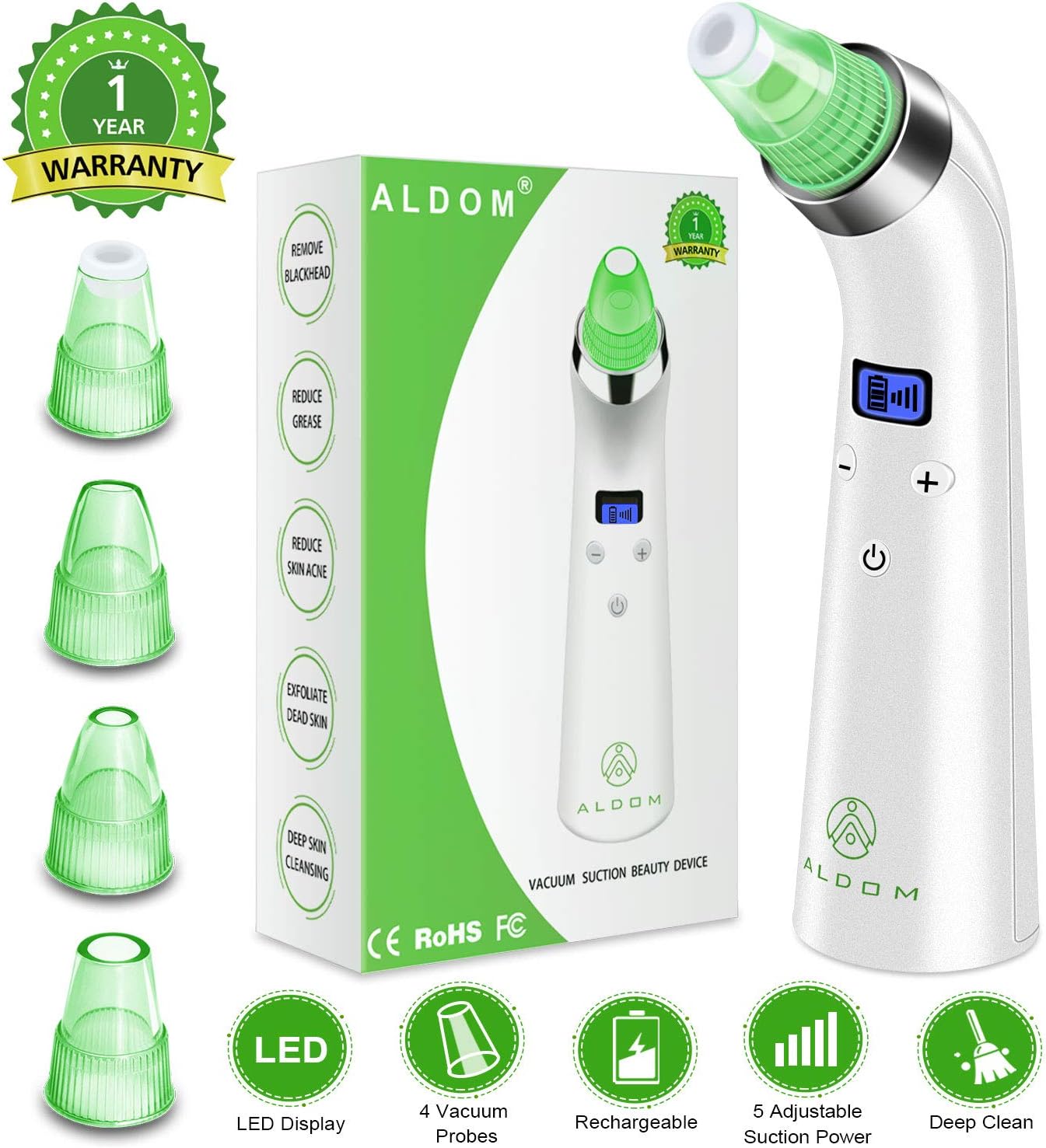 Pore Vacuum Blackhead Remover, Upgraded Blackhead Remover Vacuum, USB Rechargeable Professional Blackhead Vacuum Spot Acne Treatment Blackhead Extractors