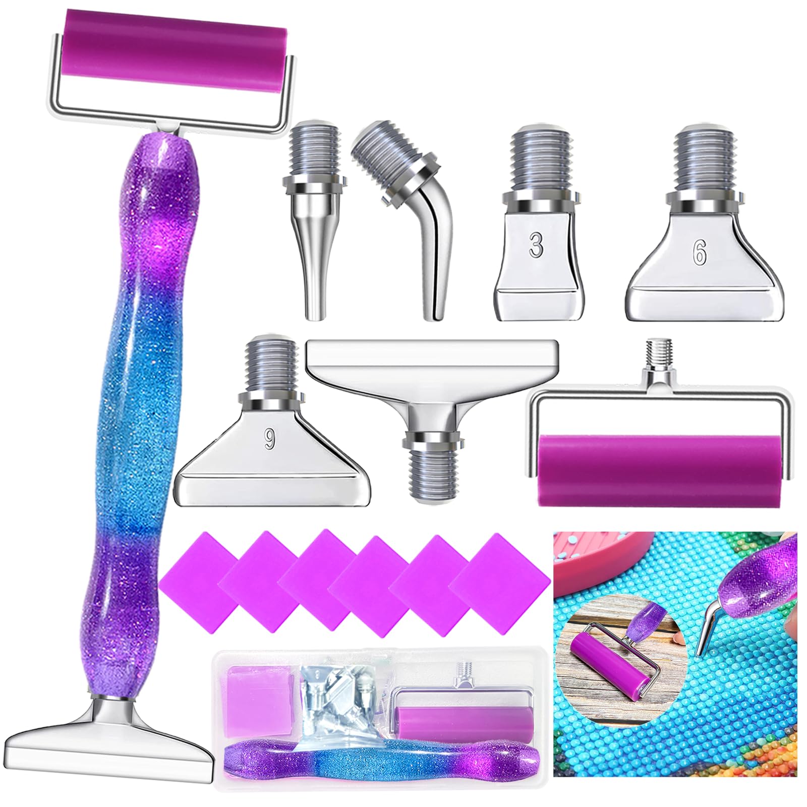 Diamond Painting Pen,Diamond Art Pen,Resin 5D Diamond Painting Pen Kit Tool Accessories (Purple Silver)