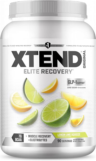 Xtend Original BCAA Powder, 7g BCAAs and 2.5g L-Glutamine for Muscle Recovery Hydration and Lean Muscle, Sugar Free Intra and Post Workout Drink with Electrolytes, Lemon Lime Squeeze, 90 Servings, Lemon Lime Squeeze, 2.58 Pound (Pack of 1)