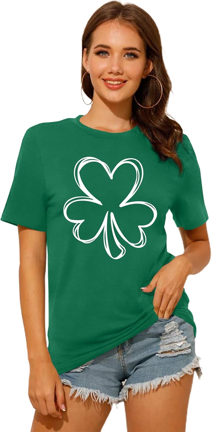 St Patricks Day Shirts for Women Shamrock Tshirt Casual Graphic T Shirt Irish Tee Tops - Image 3