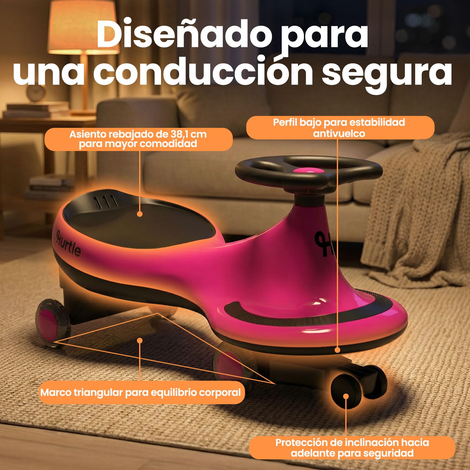Hurtle Coche correpasillos Tipo Wiggle Coaster Car, Montable para niños sin Pedales ni batería, con Giro y Movimiento, Uso en Interior y Exterior, 2 años en adelante — view 3
