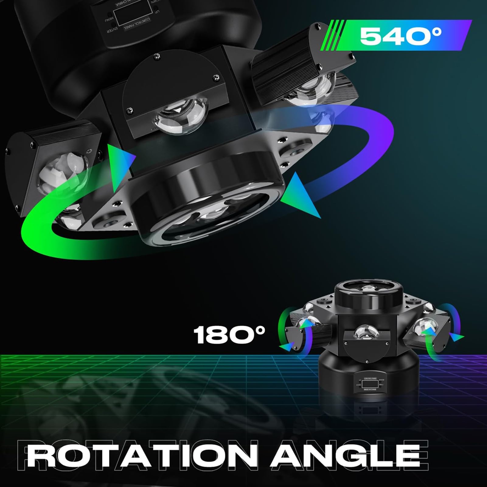 Attrezzatura for luci a testa mobile DJ 6 bracci, da discoteca feste al coperto, LED RGBW DJ, palco con controller DMX-512, attivate dal suono, feste, KTV, matrimoni, club