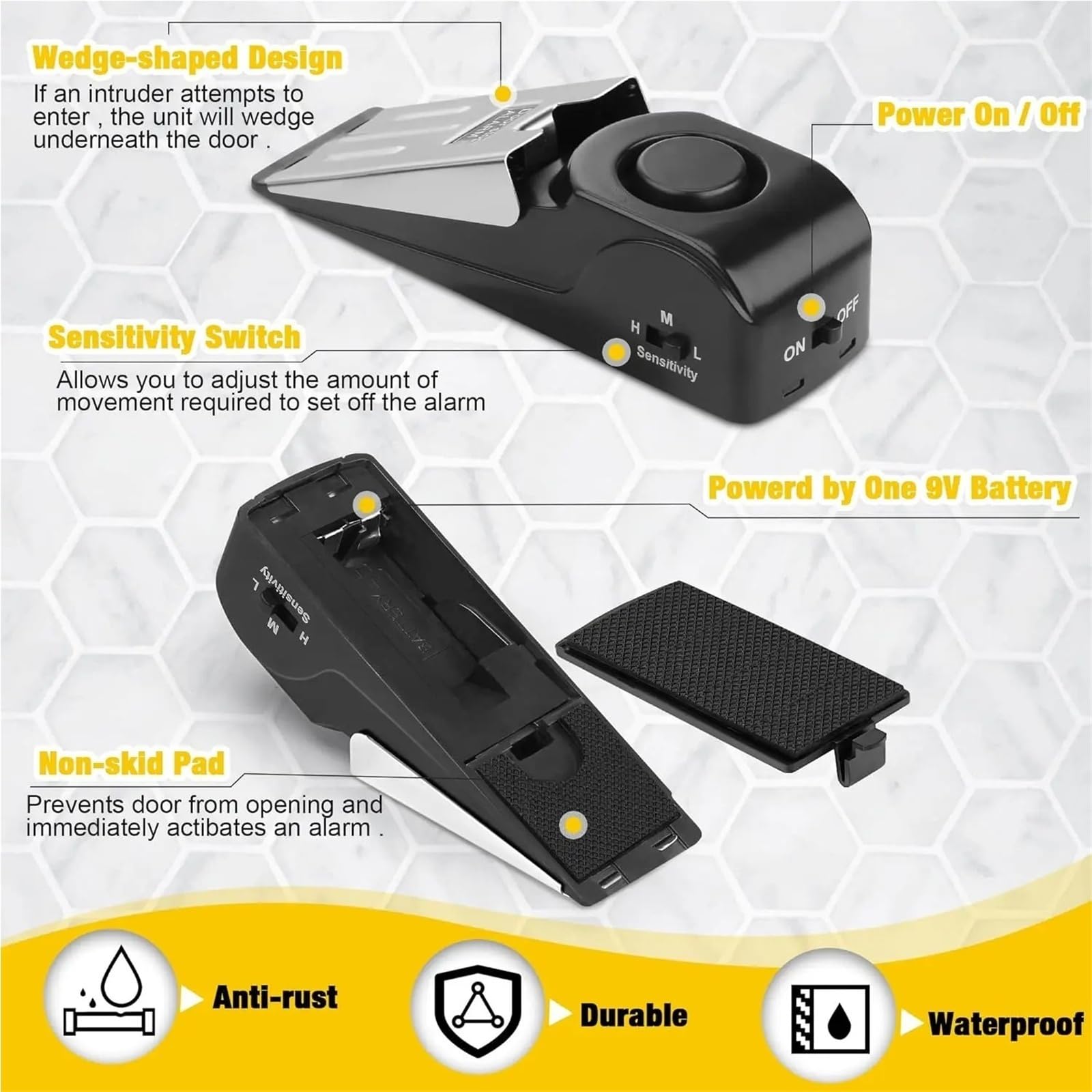 Tope Para Puerta Con Alarma 1-10 alarmas de tope puerta cuña 120 dB(4Pcs)