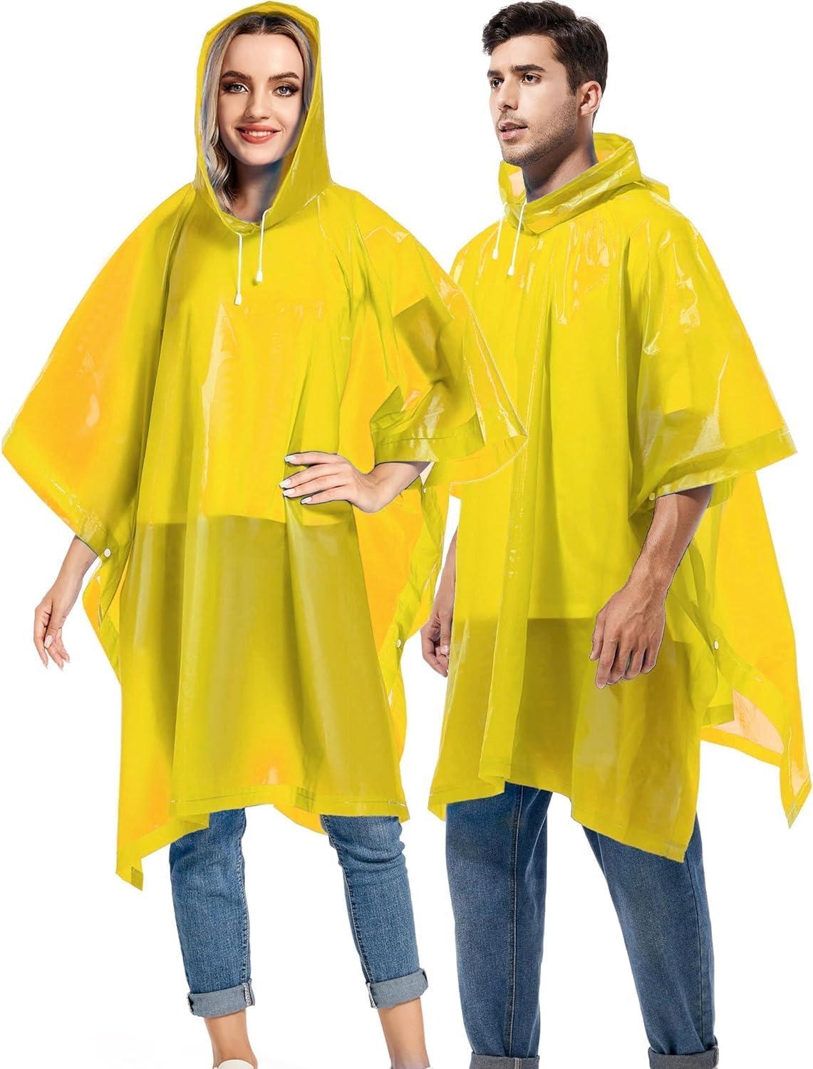HACER EVA Raincoat Transparent Hooded Water Resistant Poncho Rain Jacket with Sleeves for Women Men Camping Rainy Season Travel (Color-Yellow)