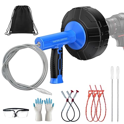 33-Feet Drain Snake Auger Kit, Plumbing snake, Manual or Electric