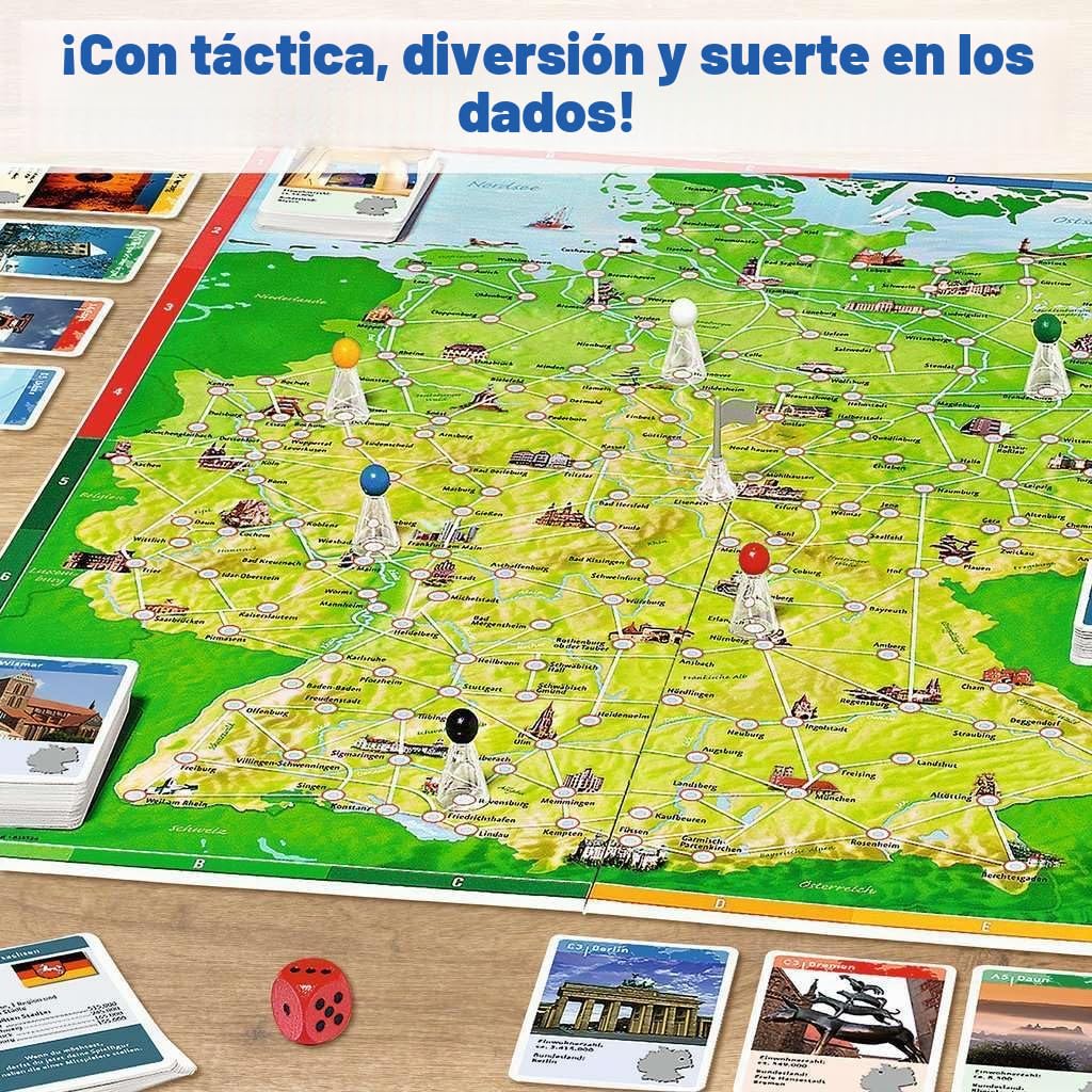 Juego Familiar Ravensburger 26492, Viaje a Alemania, clásico Familiar a Partir de 8 años, Juego de Mesa, Viaje por Alemania, Juego de Mesa a Partir de 8 años para hasta 6 Jugadores
