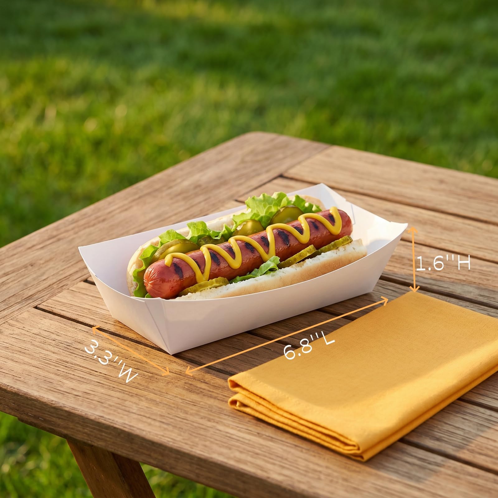 Lyellfe 200 sztuk papierowych łodzi spożywczych, 1,4 kg jednorazowe tace do hot dogów, odporne na tłuszcz, biały kraft, pojemnik na łódź na wynos, na imprezę, przekąski, frytki, stojak koncesyjny
