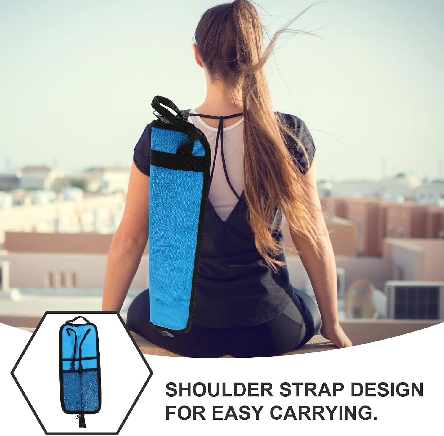 UKCOCO Thickened Drumstick Bag Carrier Case for Drum Set Blue Fabric Drum Mallet Storage Pouch with Handle for Musicians