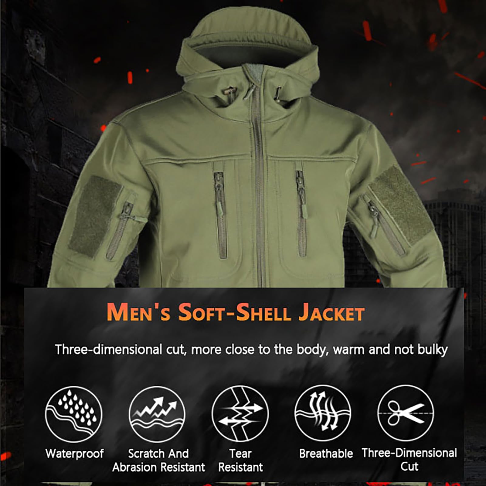 Set Completo da Sci da Uomo in 2 Pezzi, Giacca Softshell, Tuta Snowboard, Set di Tute da Combattimento Militari Impermeabili, Giacca E Pantaloni Tattici, per attività All'Aperto