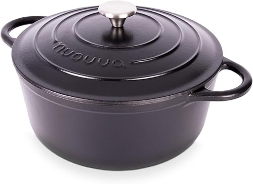 Vista 199 de Nuovva - Olla holandesa de hierro fundido con tapa – Cacerola esmaltada apta para horno hasta 500° F antiadherente – Utensilios de cocina Rojo