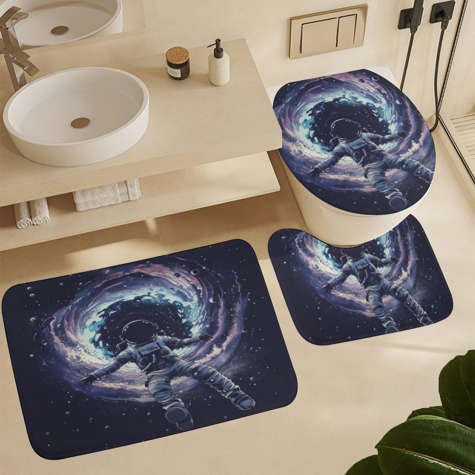 Tapis de bain astronaute lot de 3 tapis absorbants antidérapants salle de bain