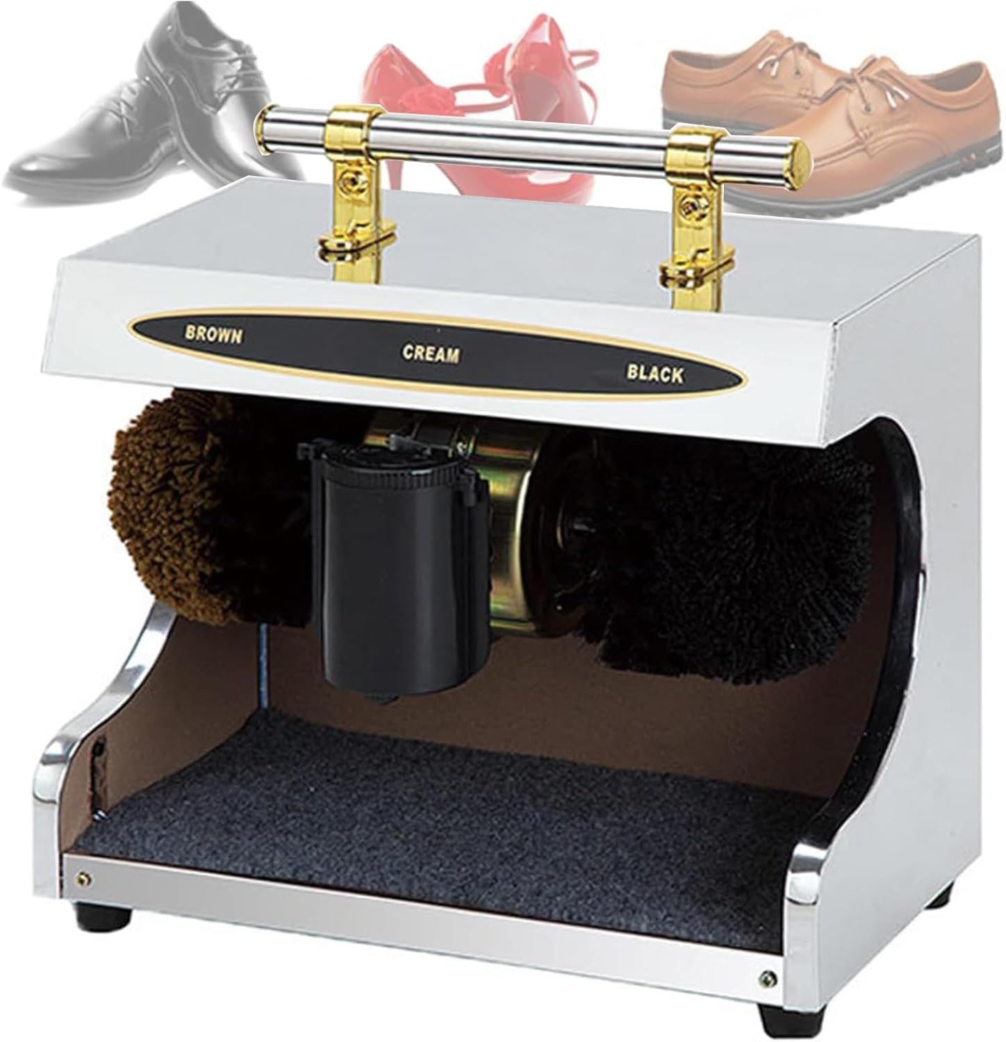 Polishing Shoes Machine,Household Shoe Shine Electric,Double Combinmachine,Small Automatic Electric Shoe Shine Machine,Public Electric Titanium Shoe Polishing Machine for Family Hotel Bank C