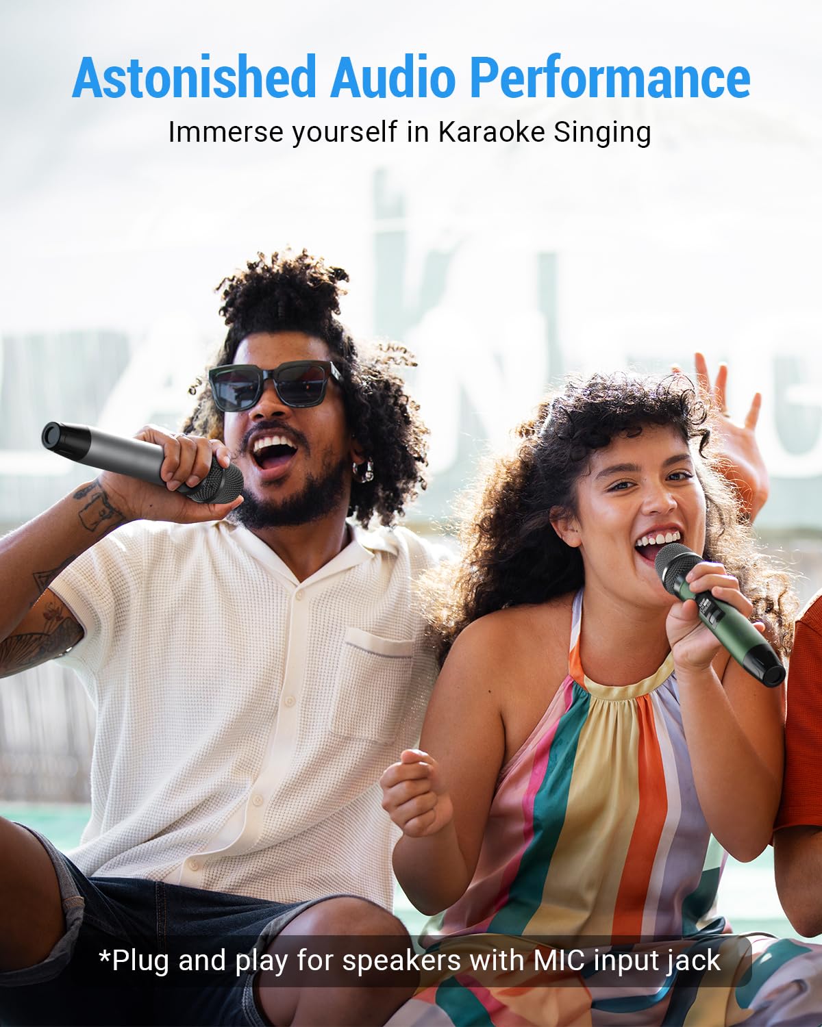 Wiederaufladbares Kabelloses Mikrofon, Metall UHF Mikrofon mit 1/4 Zoll Empfänger, Plug-and-Play für Karaoke Singen Vortrag Bühnenauftritt PA-System (Grün)