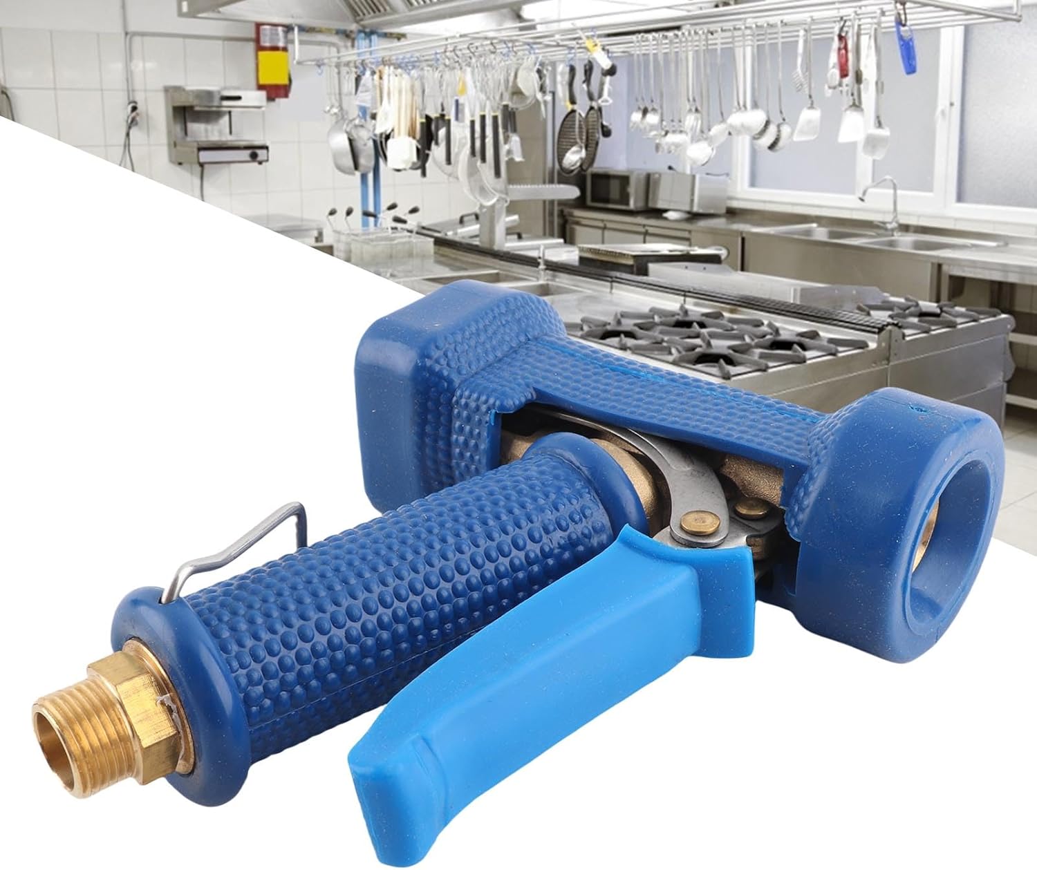 Pissente Garden Hose Spray, High Pressure for Irrigation, Hand Shower Spray Gun for Commercial Kitchen, Blue, 4 Tips Included