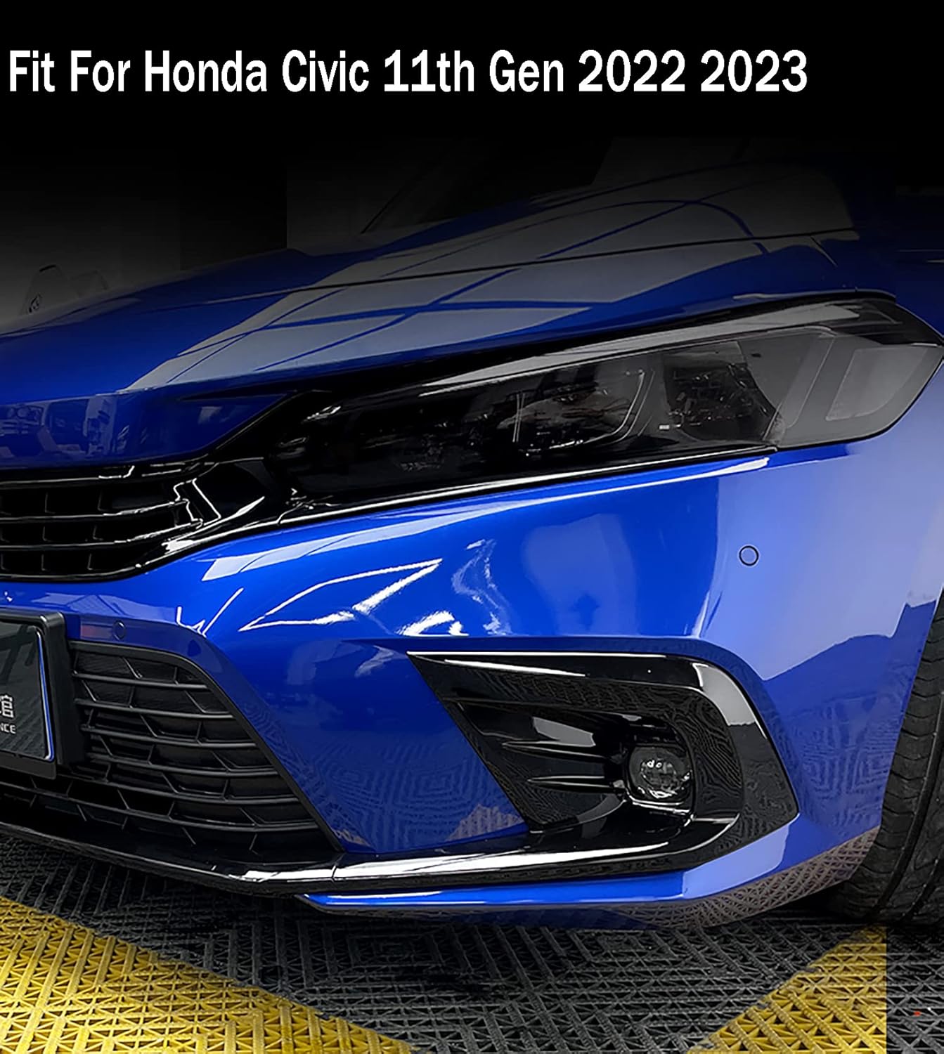 Car Accessories Fit For Honda Civic 11th Gen 2022 2023 2024 Front Fog Light Lamp Cover Trim (Black) ABS 2 PCS