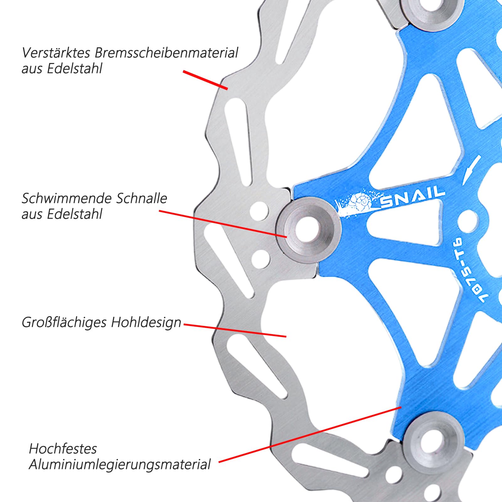 Fahrrad-Scheibenbremsscheibe Schwimmend 160mm - Edelstahl & Alu Für Mountainbikes (6-Loch)