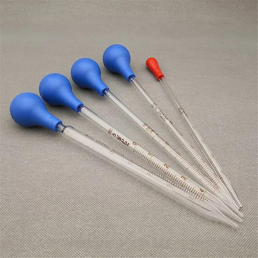 Gotero de vidrio, paquete de 4 pipetas de laboratorio graduadas con cabezal de goma, varios tamaños for transferencia de líquidos de precisión(2ml)