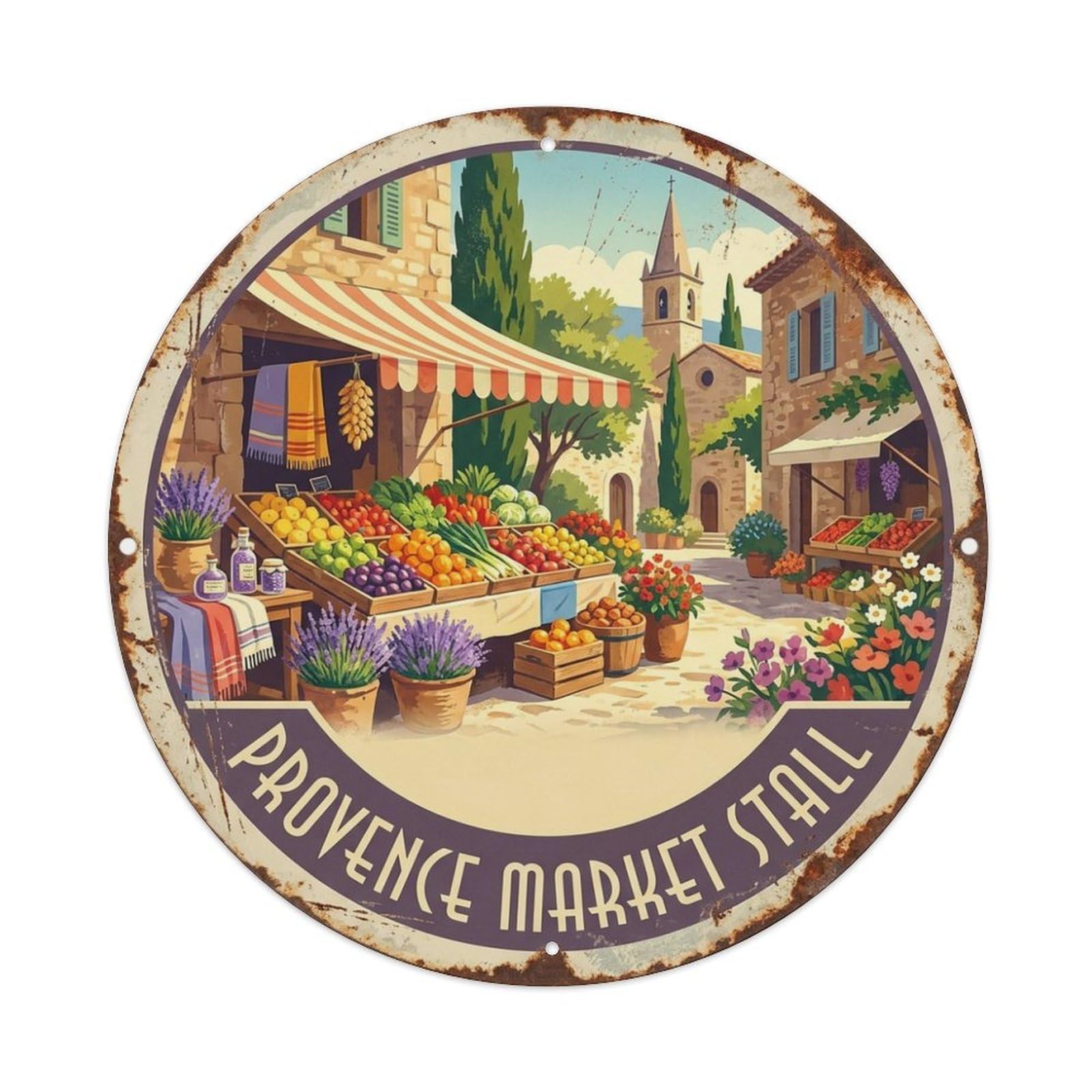 Countryside Travel Market Stall French Provence Metal Tin Sign
