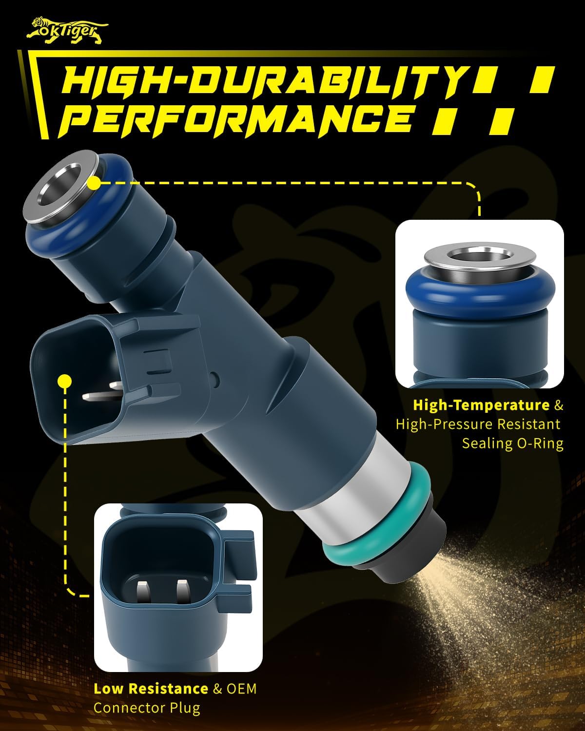 Oktiger Upgraded Fuel Injectors Fit for Chevrolet Silverado 1500/Suburban 1500/Tahoe 2007-2009, Express 1500 2008 2009, for GMC Sierra 1500 2007-2009, Yukon XL 1500 07-09, 5.3L, 8Pcs, Replace 12594512