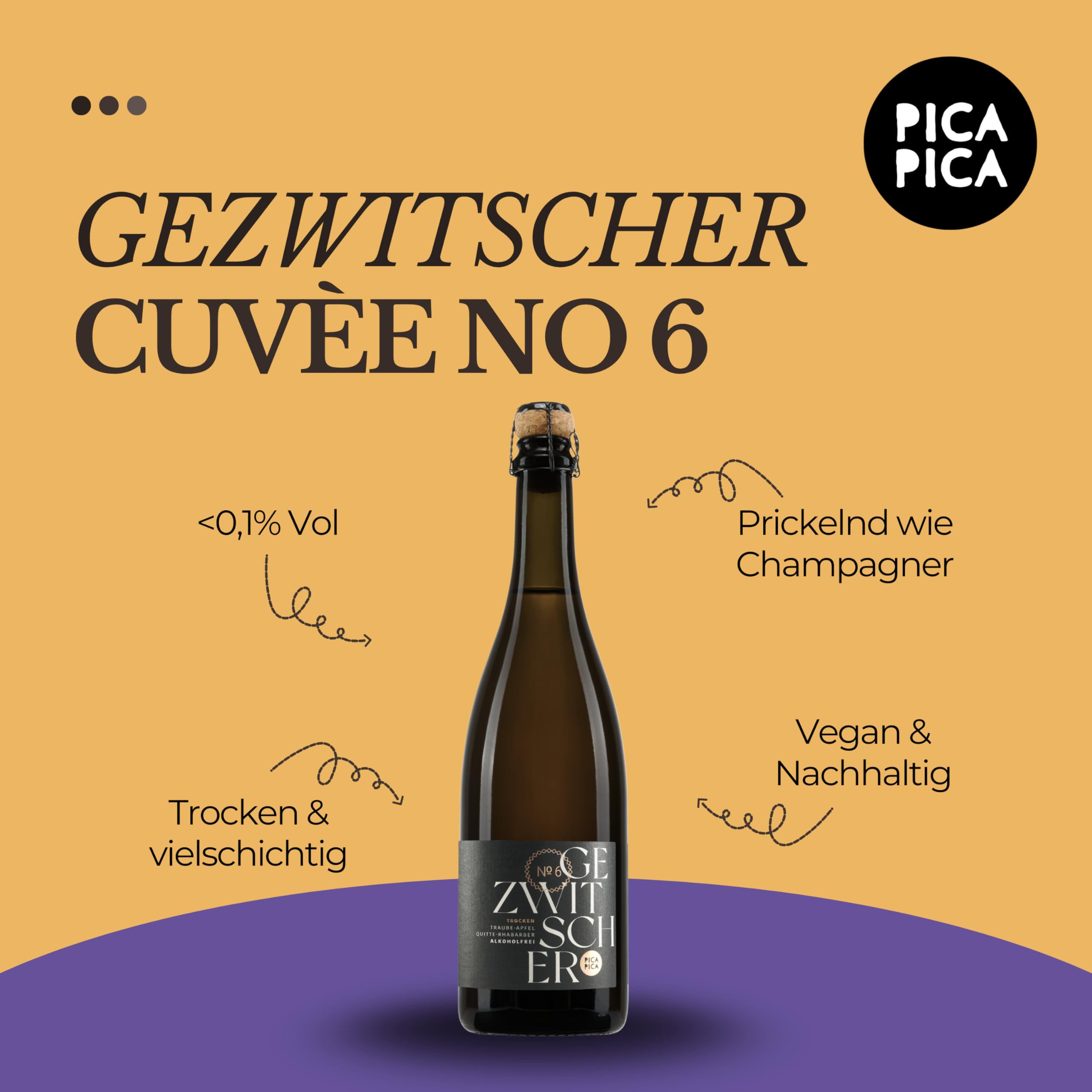 GEZWITSCHER CUVÉE Probierpaket alkoholfrei trocken 12er-Set vegan | feinperlig, vegan, nachhaltig und ideal zum Probieren | mit gratis Sektverschluss | Alkoholfreier Genuss mit vollem Geschmack
