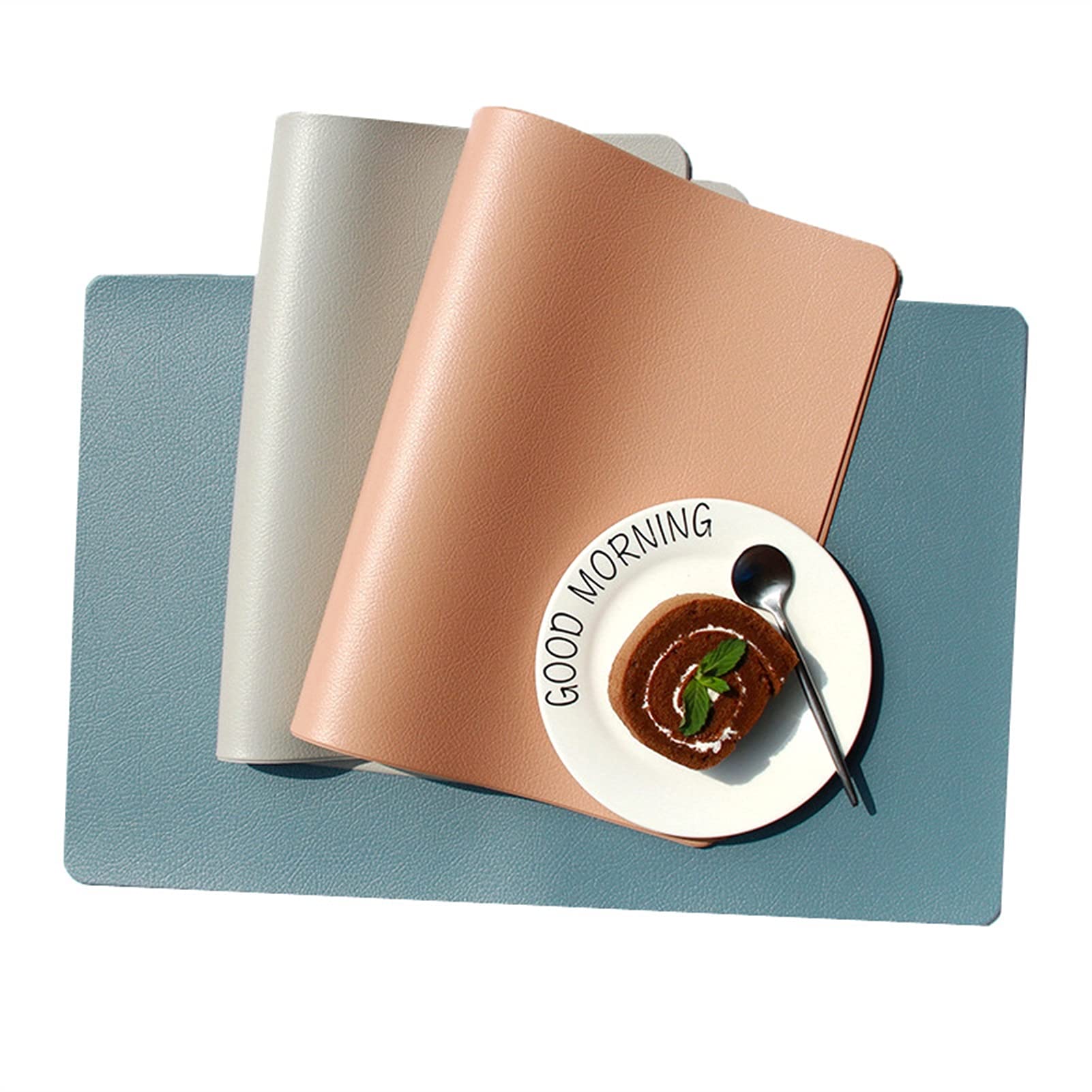 Conjunto de 6/6/8/10 Poliéster de cuero Faux Placemat CLORURO DE POLIVINILO Mat for la cocina Resistente a las manchas, decoraciones navideñas for el accesorio de mesa for el hogar