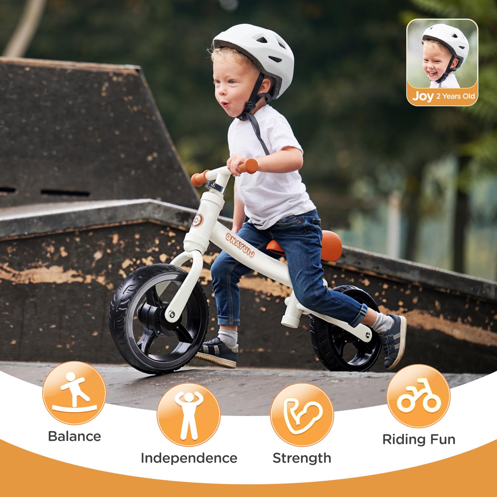 GNAYUIJ Toddler Balance Bike Toys for 18months-4 Year Old Boys Girls, 8 Inch No Pedal Toy Bike,Adjustable Seat Training Bike Gift for 1 2 3 Year Kids
