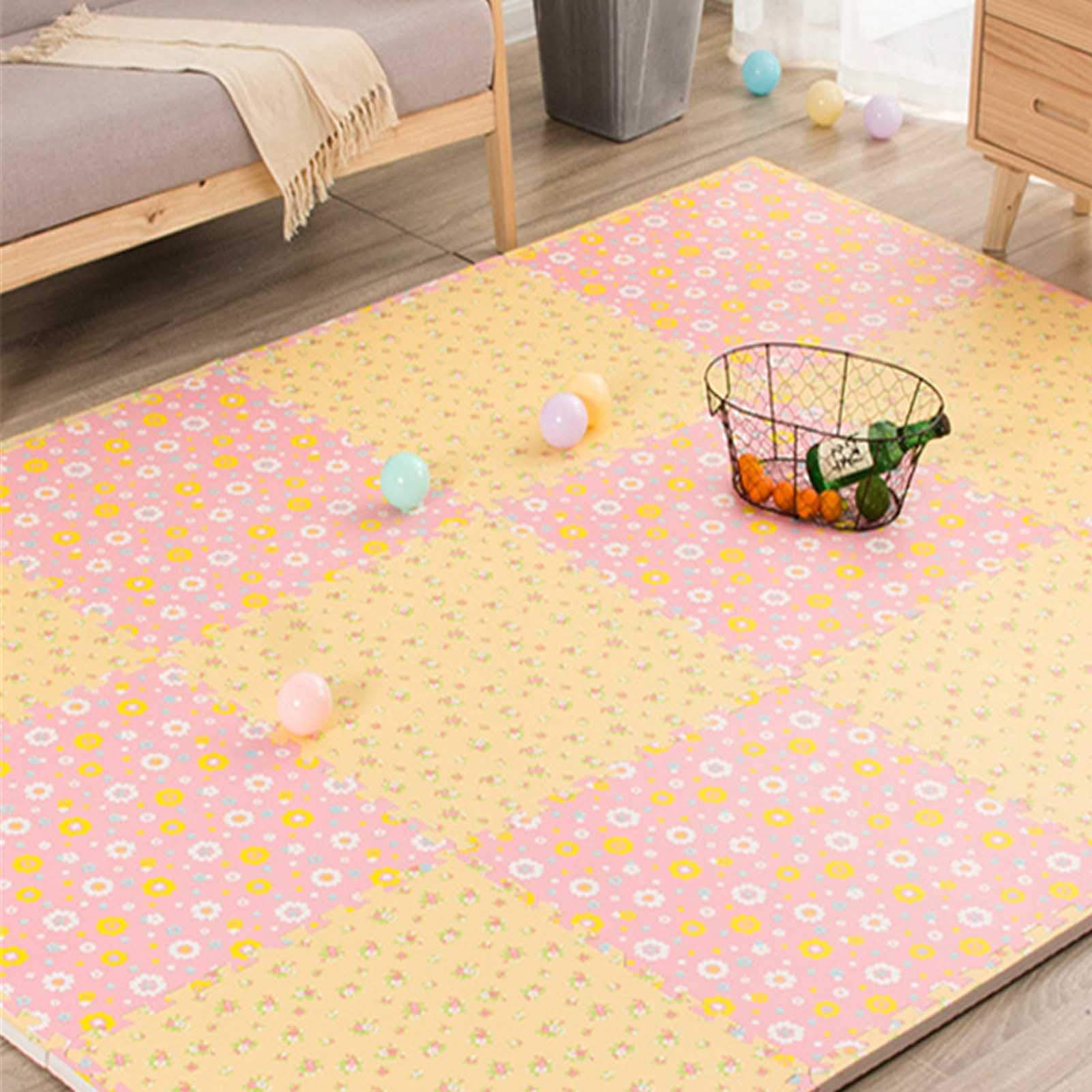 Tappetino da Gioco per Bambini, Tappetino da Gioco per Bambini in Schiuma con Bordi - Perfetto per La Protezione del Pavimento, Garage, Esercizio Fisico, Yoga, Sala Giochi,Pink+Beige,16