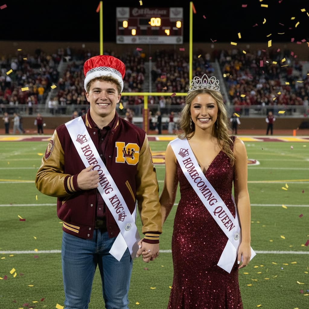 Crushed Satin King Crown and Adela Queen Tiara Royalty Set