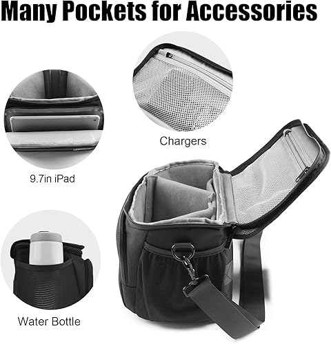 Miniatura 3 de Cwatcun Bolsa cruzada para cámara de hombro, DSLRSLRSLRsin espejo, para fotografía con soporte para trípode y cubierta de lluvia para cámaras Canon,