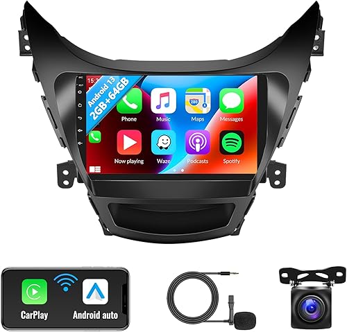 Miniatura 8 de SIXWIN Radio estéreo para coche Android para Hyundai Elantra 2011 2012 2013 con Apple Carplay Android Auto Bluetooth 9 pulgadas pantalla táctil con