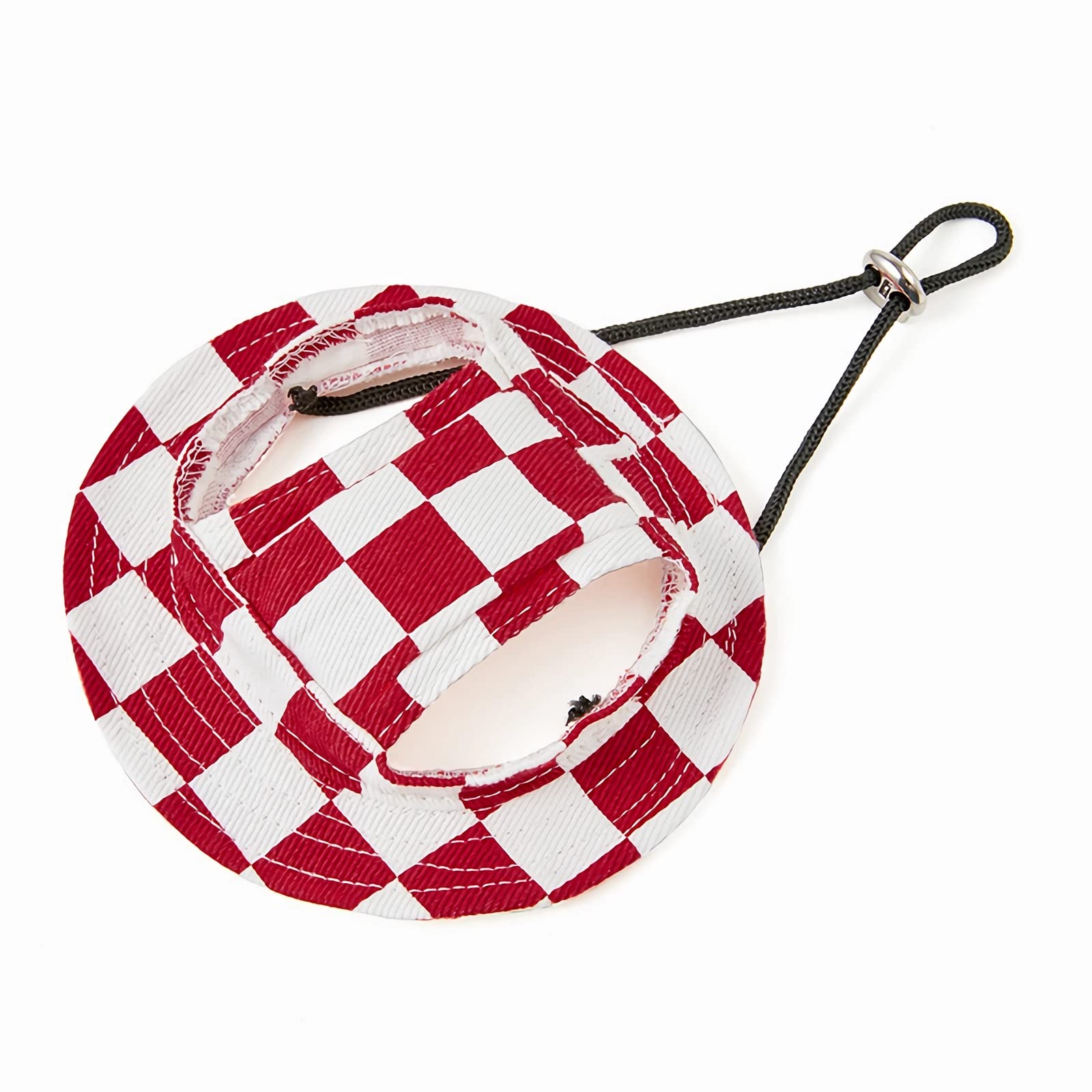 Maigllra Dog Sun Hat Cute Pet Hat Trucker Hat with Ear Holes for Sun Protection Adjustable Square Print Cotton Fisherman's Hat for for Small Medium Dogs Cats