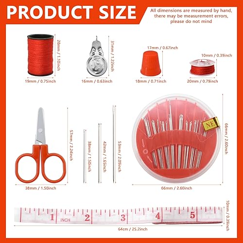 Miniatura 3 de Kit de costura con 100 accesorios básicos de costura, 64 carretes de hilo mini kit de costura para principiantes, viajeros, emergencias, toda la