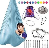 Vista 13 de Columpio Sensorial de Terapia Interior para Niños, Columpio Colgante de Alegría y Acurruco para Necesidades Especiales, Hamaca de Tela Ajustable