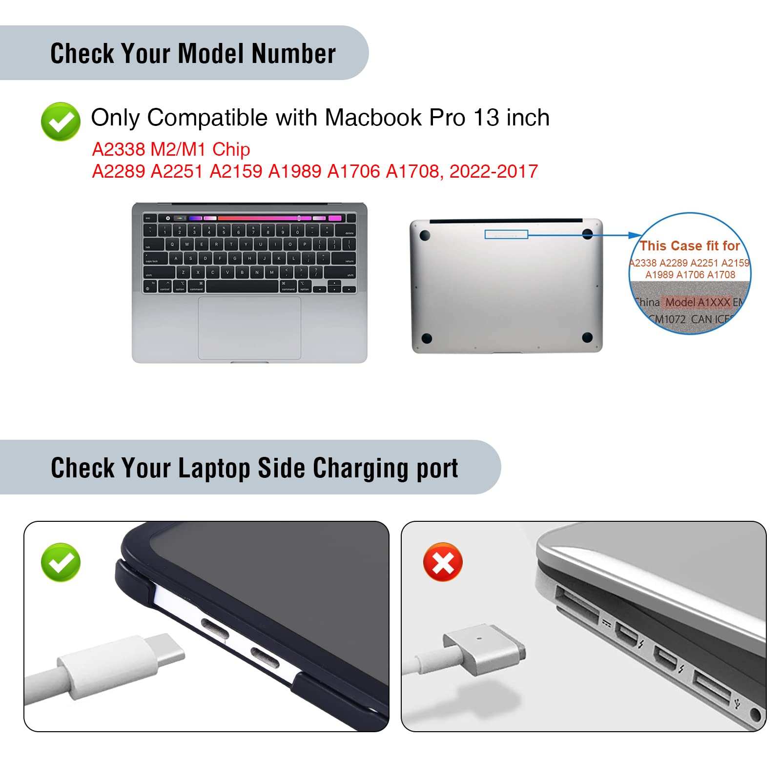 BlueSwan MacBook Pro 13インチケース 2022-2017 A2338 M2/M1 A2289 A2251 A2159 A1989  A1706 A1708に対応 ひび割れ防止 指紋防止 ハードシェルケース ソフトTPUバンパー + PC つや消しブラック