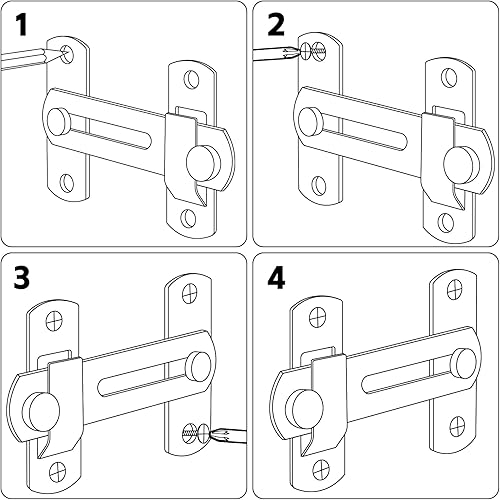 Miniatura 5 de Paquete de 2 cerraduras de puerta corrediza de granero de 180 grados, pestillo de puerta de granero, cerradura de puerta, cerradura de puerta