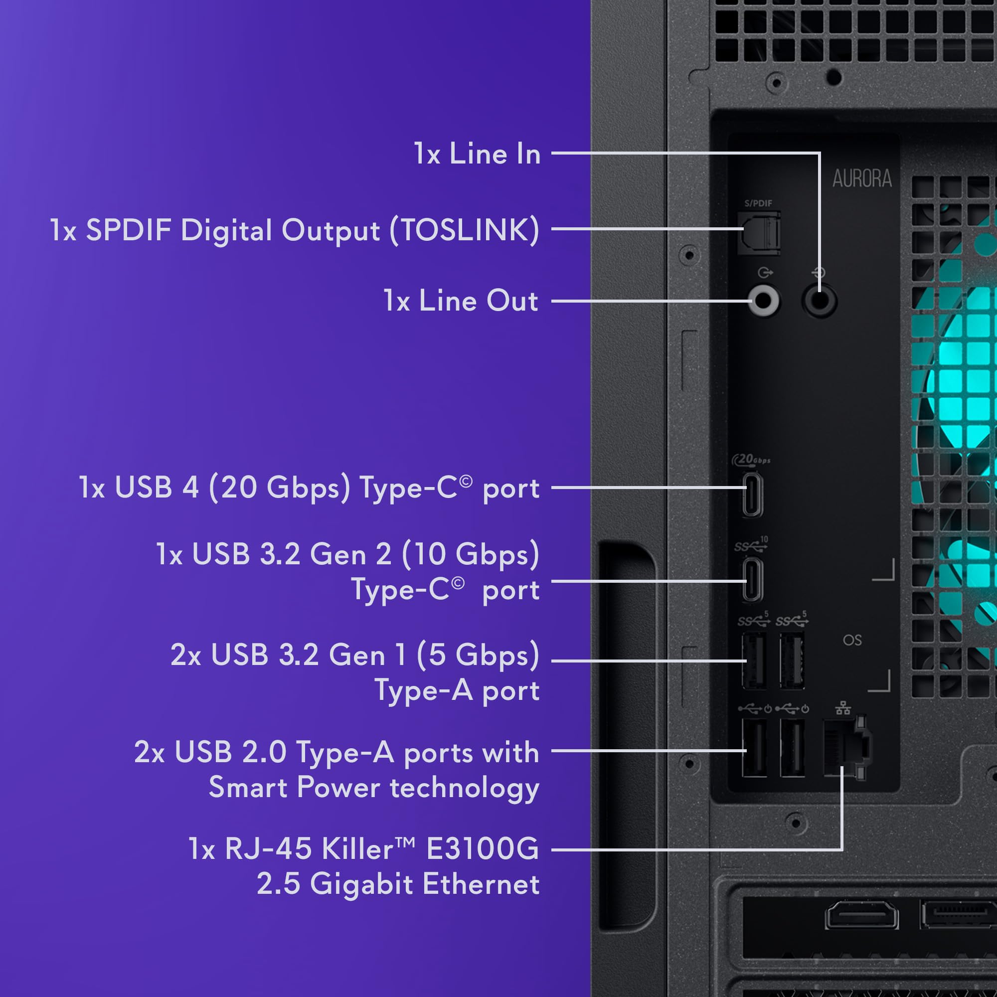 Alienware Aurora Gaming Desktop ACT1250 - Intel Core Ultra 9 285 Processor, Liquid Cooled, NVIDIA GeForce RTX 5080, 32GB DDR5 RAM, 1TB SSD, 1000W Platinum Rated PSU, Win 11 Home - Clear Panel