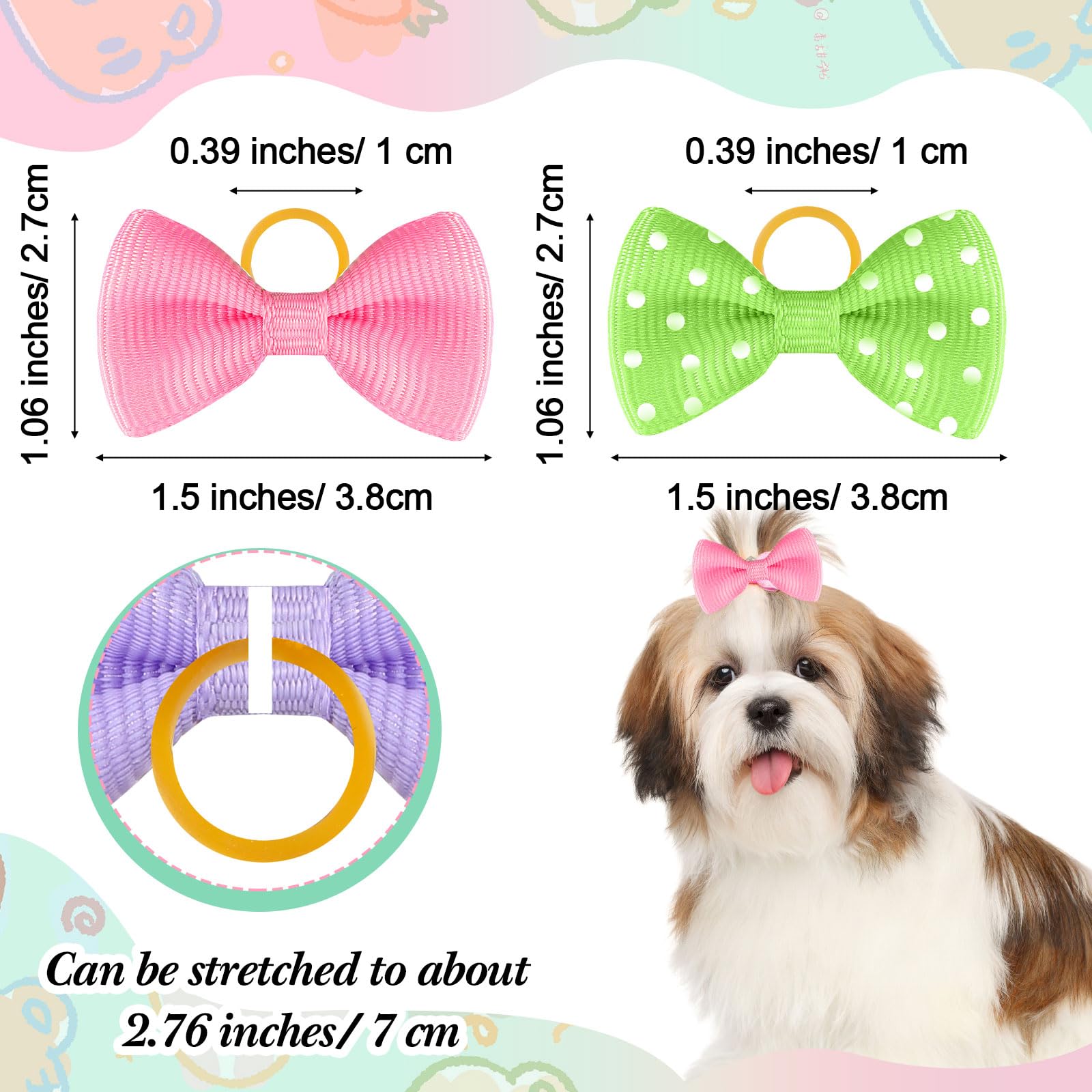 Crowye 400 Stück Hundeschleifen Set – Niedliche Haarschleifen Mit Gummiband Für Kleine Hunde & Katzen