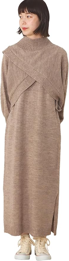 Amazon Co Jp ビームスハート Beams Heart ワンピ ス レイヤード ニットワンピース レディース Beige Free ファッション