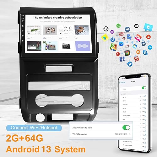 Miniatura 4 de 2G+64G Radio de coche para Ford F150 2009-2012, pantalla táctil Android de 9 pulgadas F-150 Raptor Stereo, CarplayAndroid