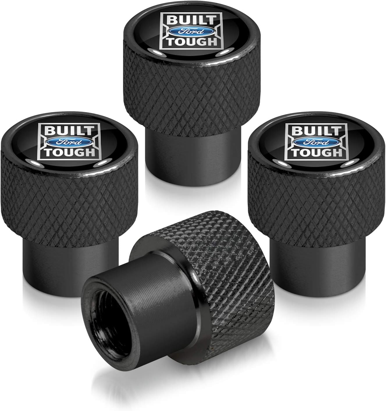 iPick Image for Ford Built-Ford-Tough Black Easy-Grip Aluminum Tire Valve Stem Caps
