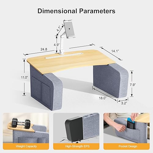 Miniatura 9 de Escritorio de regazo para adultos con reposabrazos, soporte ergonómico de almohada para computadora portátil para cama, sofá, suelo, mesa grande