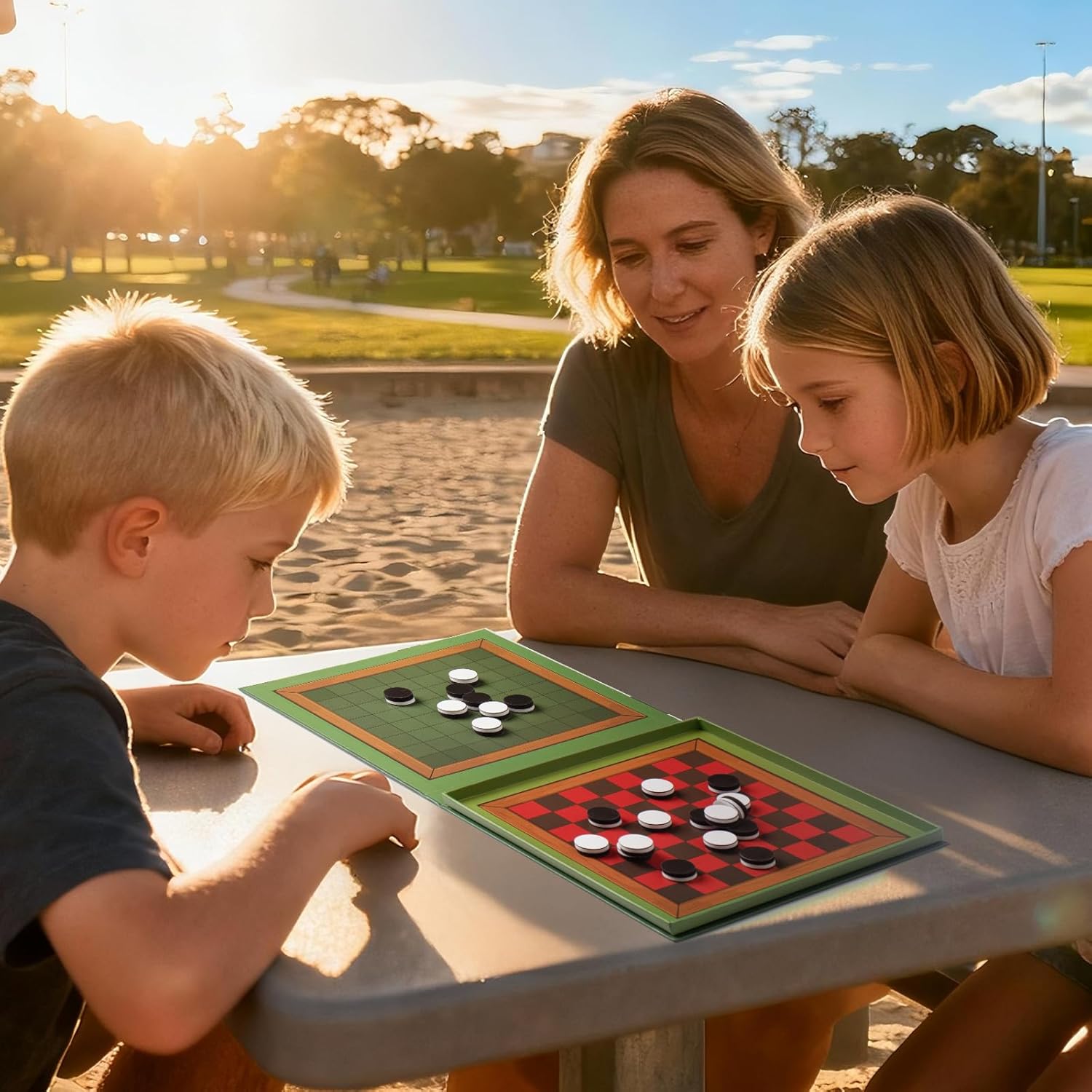 2-in-1 Checkers & Reversi Board Game | Magnetic Travel Games for Kids 8-12 | Plane Activities for Kids Ages 8-12 | Foldable Magnetic Checkers & Travel Activities