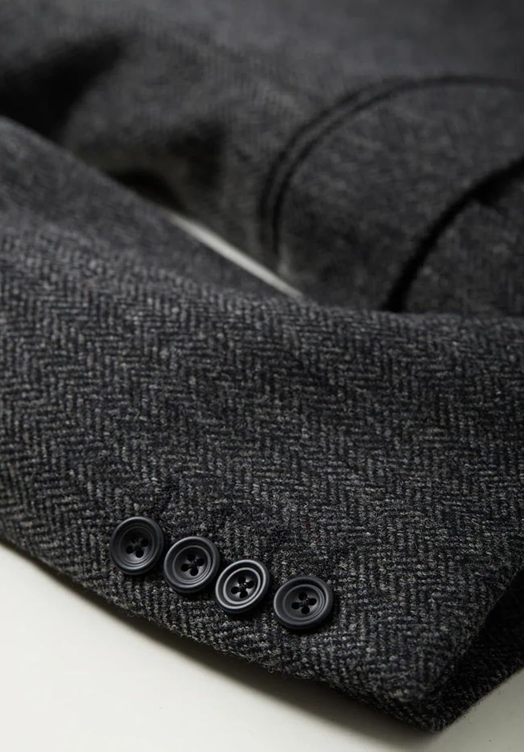 Men's Herringbone Tweed Suit Jacket Single-Breasted Classic Casual Blazer